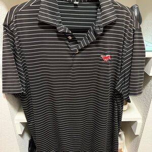 Peter Millar SMU Black and White Striped Polo Shirt